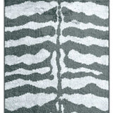 2' X 8' Grey Zebra Print Shag Handmade Non Skid Runner Rug - Homeroots - Flyclothing LLC