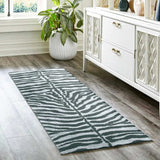 2' X 8' Grey Zebra Print Shag Handmade Non Skid Runner Rug - Homeroots - Flyclothing LLC