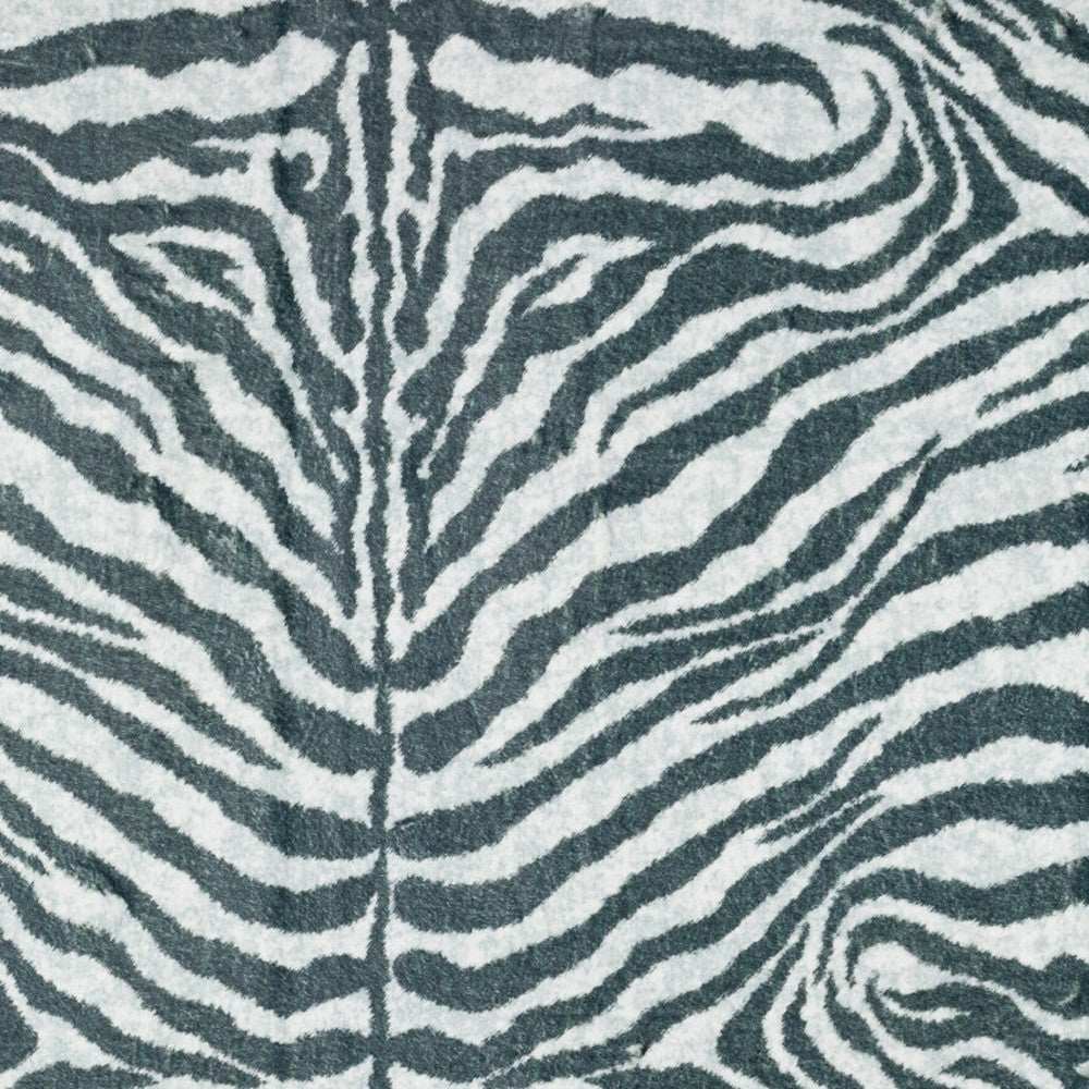 2' X 8' Grey Zebra Print Shag Handmade Non Skid Runner Rug - Homeroots - Flyclothing LLC