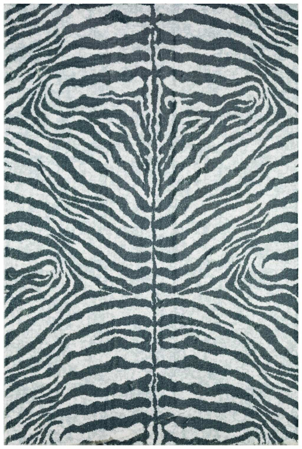 3' X 5' Grey Zebra Print Shag Handmade Non Skid Area Rug - Homeroots - Flyclothing LLC