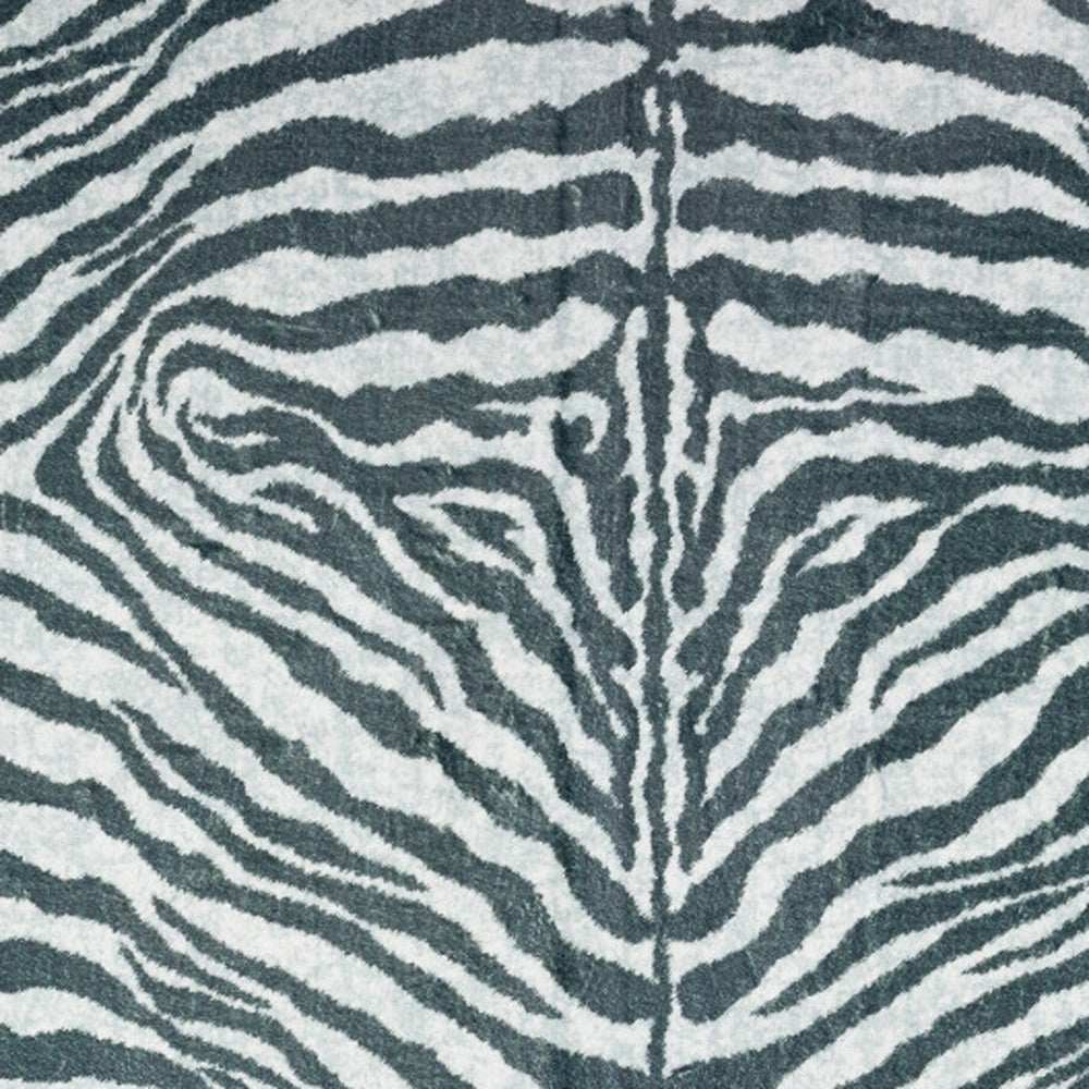 5' X 8' Grey Zebra Print Shag Handmade Non Skid Area Rug - Homeroots - Flyclothing LLC