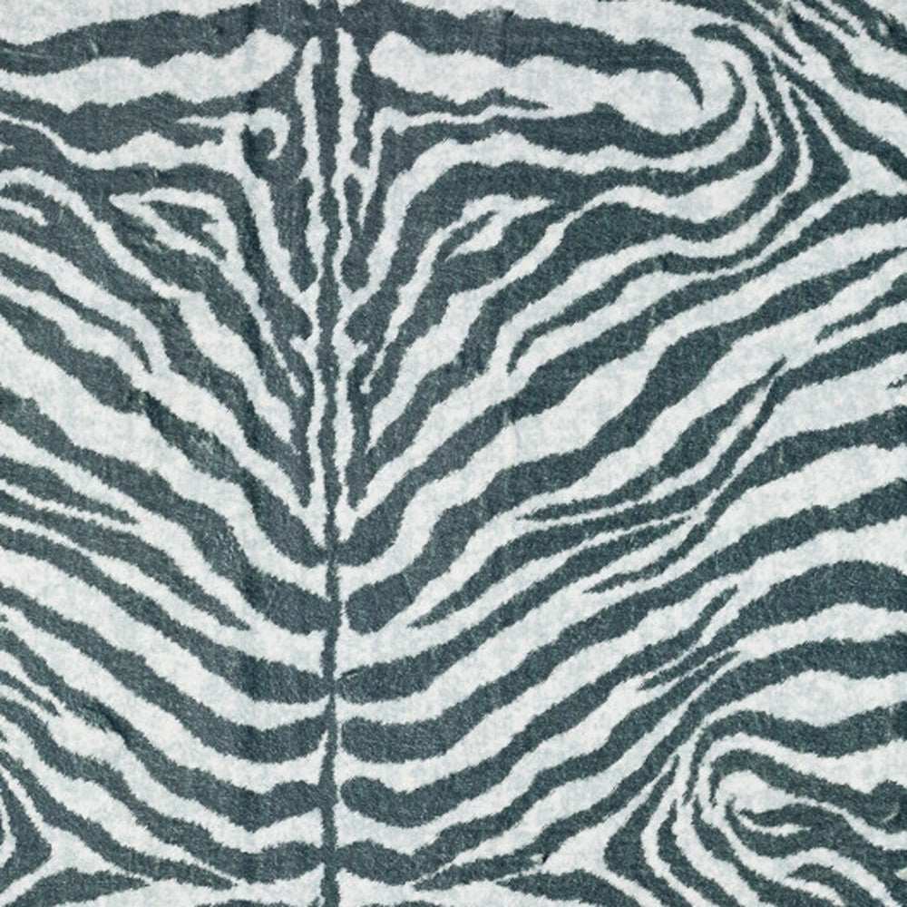8' X 10' Grey Zebra Print Shag Handmade Non Skid Area Rug - Homeroots - Flyclothing LLC