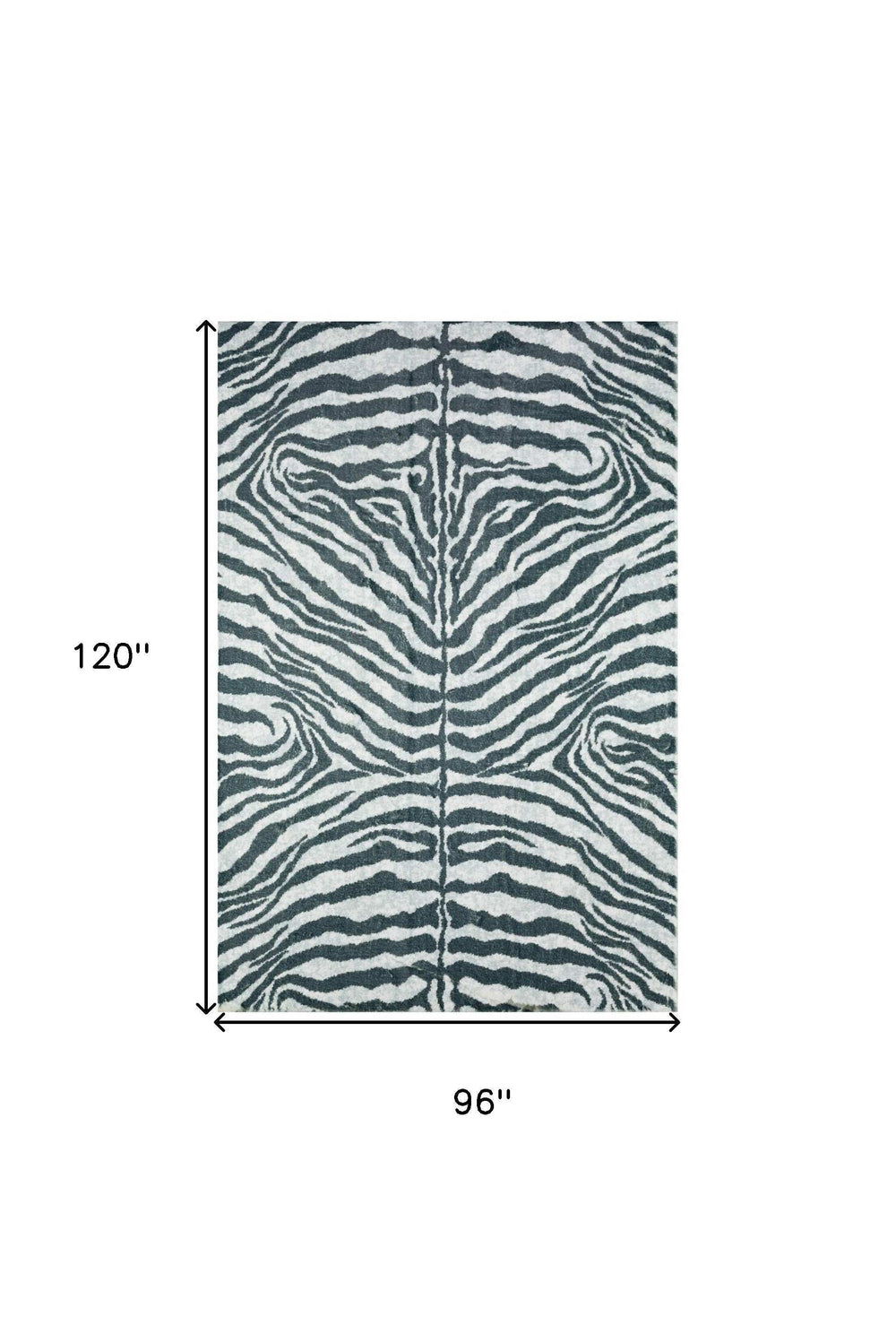 8' X 10' Grey Zebra Print Shag Handmade Non Skid Area Rug - Homeroots - Flyclothing LLC