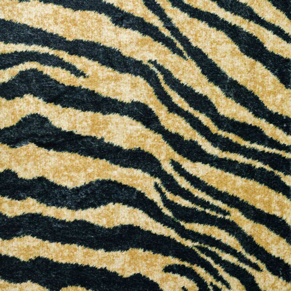 2' X 3' Black and Gold Animal Print Shag Handmade Non Skid Area Rug - Homeroots - Flyclothing LLC