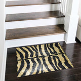 2' X 3' Black and Gold Animal Print Shag Handmade Non Skid Area Rug - Homeroots - Flyclothing LLC