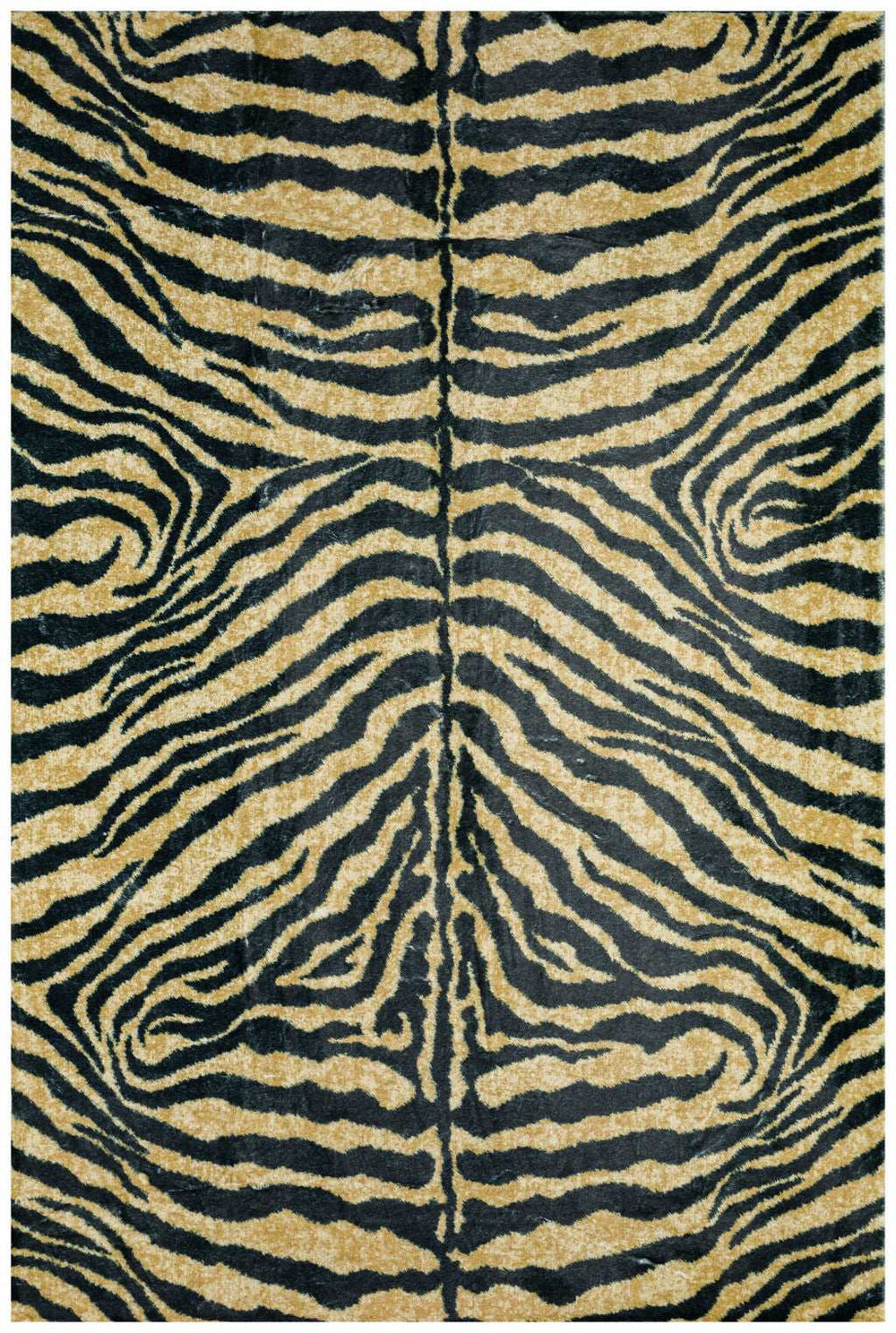 2' X 3' Black and Gold Animal Print Shag Handmade Non Skid Area Rug - Homeroots - Flyclothing LLC