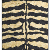 3' X 8' Black and Gold Animal Print Shag Handmade Non Skid Runner Rug - Homeroots - Flyclothing LLC