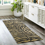 3' X 8' Black and Gold Animal Print Shag Handmade Non Skid Runner Rug - Homeroots - Flyclothing LLC