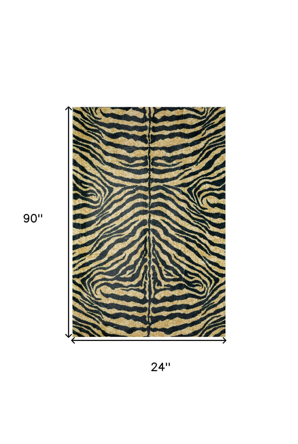 3' X 8' Black and Gold Animal Print Shag Handmade Non Skid Runner Rug - Homeroots - Flyclothing LLC