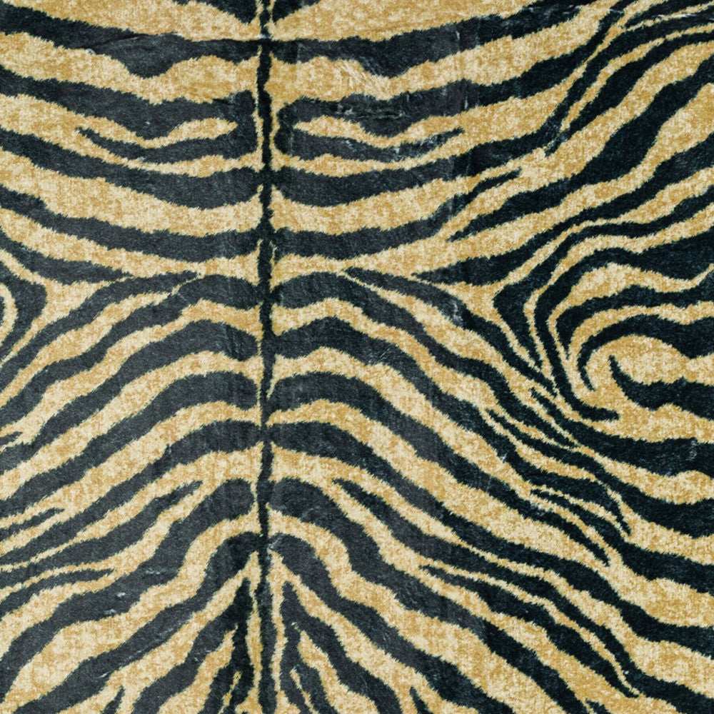 3' X 5' Black and Gold Animal Print Shag Handmade Non Skid Area Rug - Homeroots - Flyclothing LLC