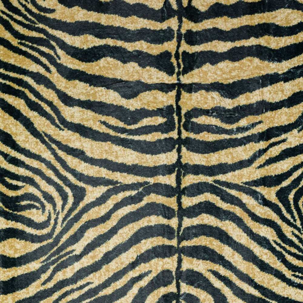 5' X 8' Black and Gold Animal Print Shag Handmade Non Skid Area Rug - Homeroots - Flyclothing LLC