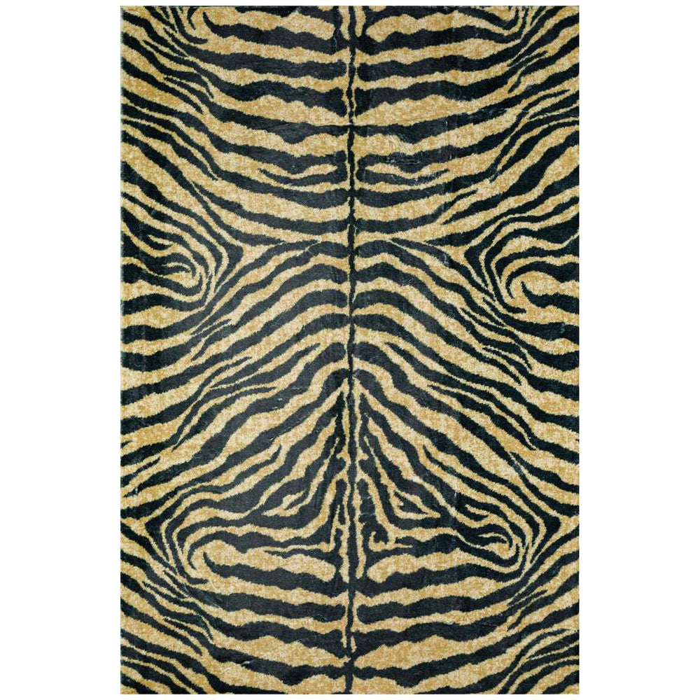 5' X 8' Black and Gold Animal Print Shag Handmade Non Skid Area Rug - Homeroots - Flyclothing LLC