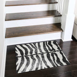 2' X 3' Black and White Zebra Print Shag Handmade Non Skid Area Rug - Homeroots - Flyclothing LLC