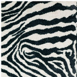 2' X 3' Black and White Zebra Print Shag Handmade Non Skid Area Rug - Homeroots - Flyclothing LLC