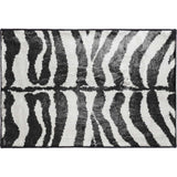 2' X 3' Black and White Zebra Print Shag Handmade Non Skid Area Rug - Homeroots - Flyclothing LLC