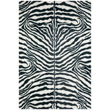 3' X 5' Black and White Zebra Print Shag Handmade Non Skid Area Rug - Homeroots - Flyclothing LLC