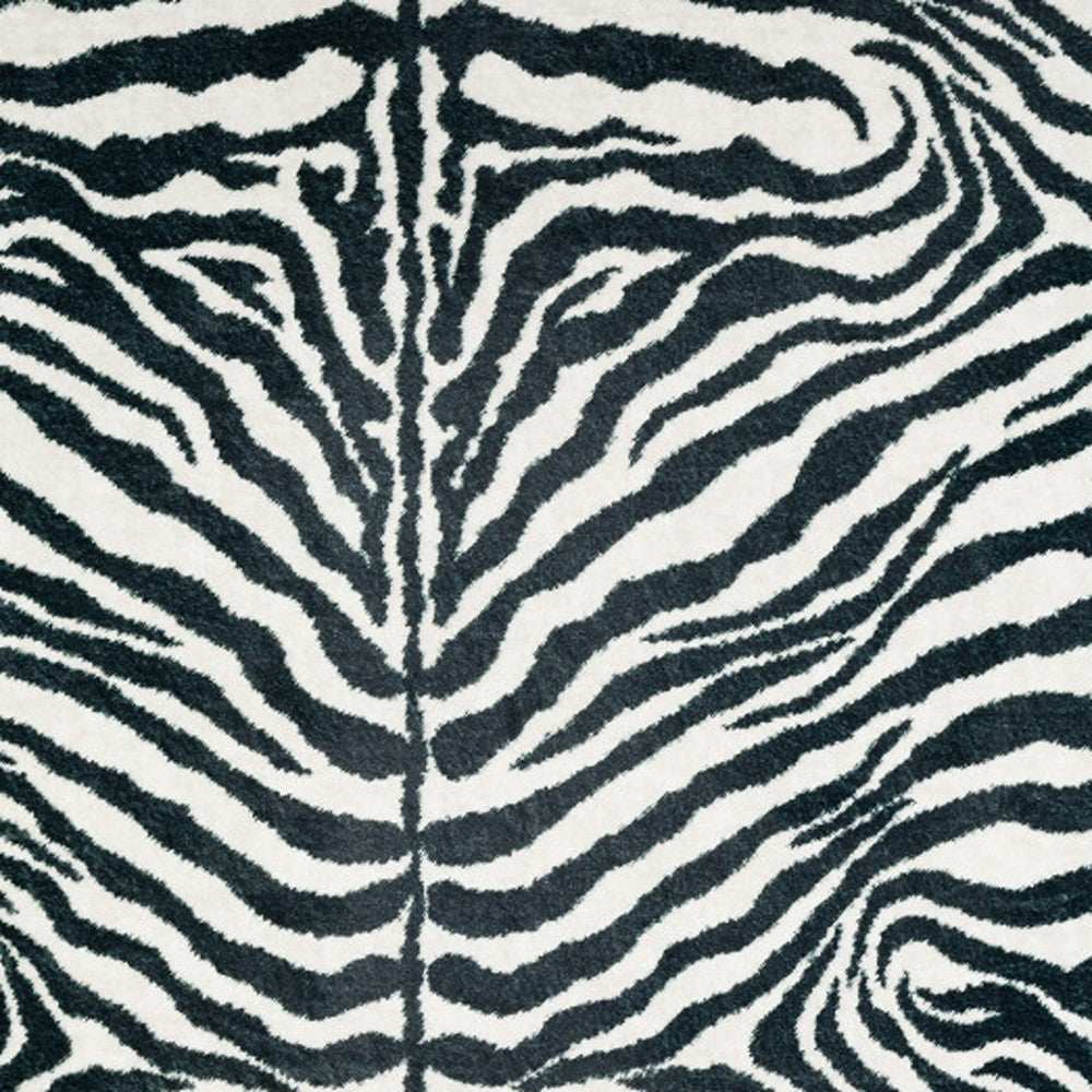 5' X 8' Black and White Zebra Print Shag Handmade Non Skid Area Rug - Homeroots - Flyclothing LLC