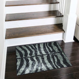2' X 3' Black and Gray Zebra Print Shag Handmade Non Skid Area Rug - Homeroots - Flyclothing LLC