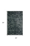 2' X 3' Black and Gray Zebra Print Shag Handmade Non Skid Area Rug - Homeroots - Flyclothing LLC