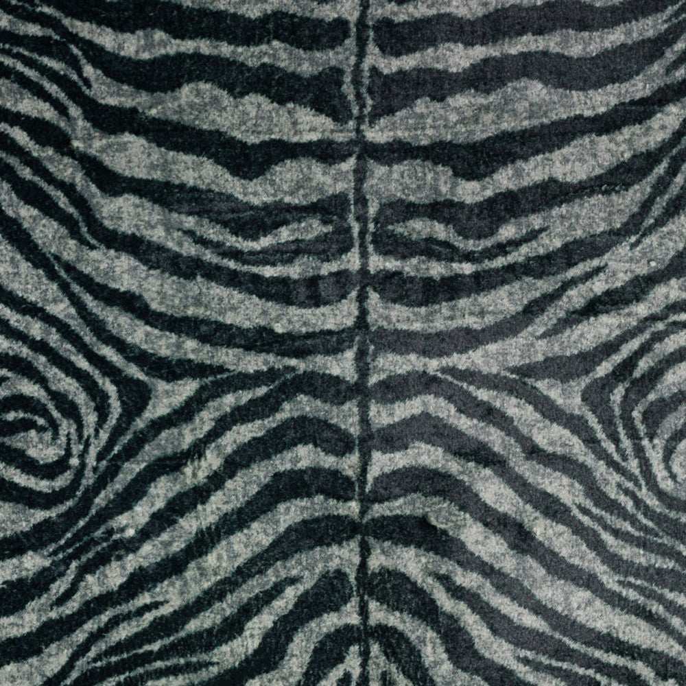 2' X 3' Black and Gray Zebra Print Shag Handmade Non Skid Area Rug - Homeroots - Flyclothing LLC