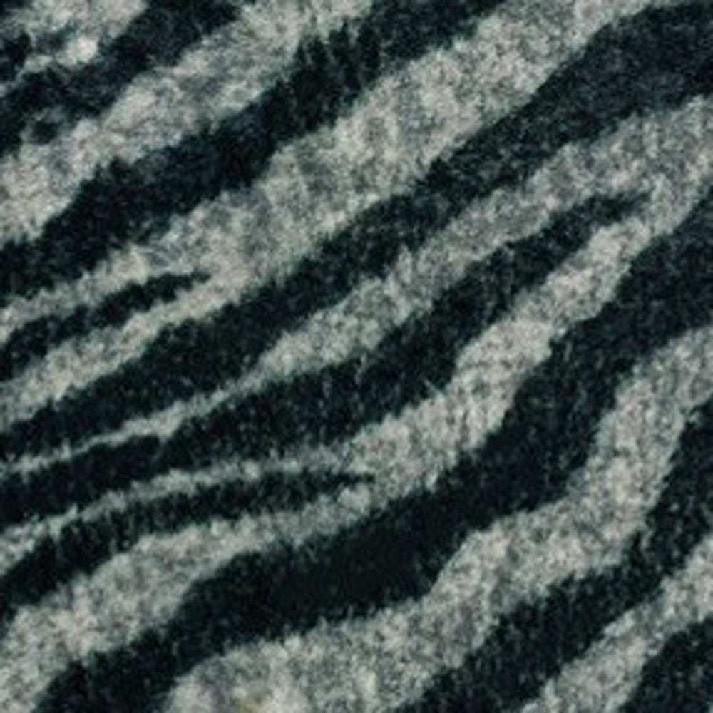 2' X 8' Black and Gray Zebra Print Shag Handmade Non Skid Runner Rug - Homeroots - Flyclothing LLC