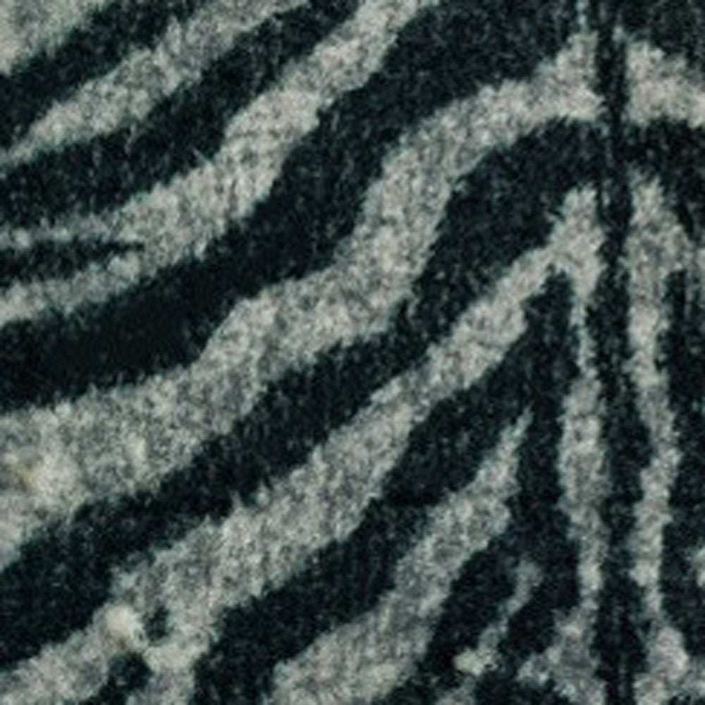 3' X 5' Black and Gray Zebra Print Shag Handmade Non Skid Area Rug - Homeroots - Flyclothing LLC
