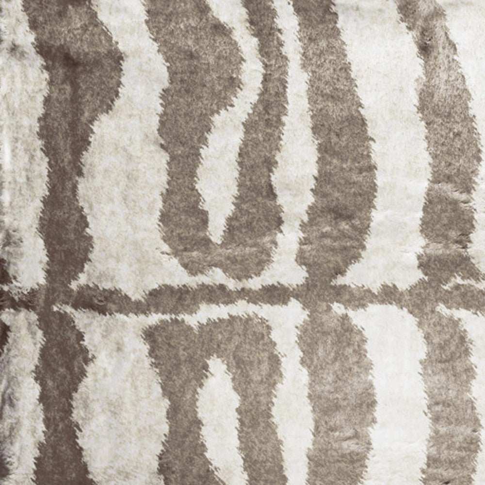 2' X 3' Mocha and Cream Zebra Print Shag Handmade Non Skid Area Rug - Homeroots - Flyclothing LLC