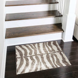 2' X 3' Mocha and Cream Zebra Print Shag Handmade Non Skid Area Rug - Homeroots - Flyclothing LLC