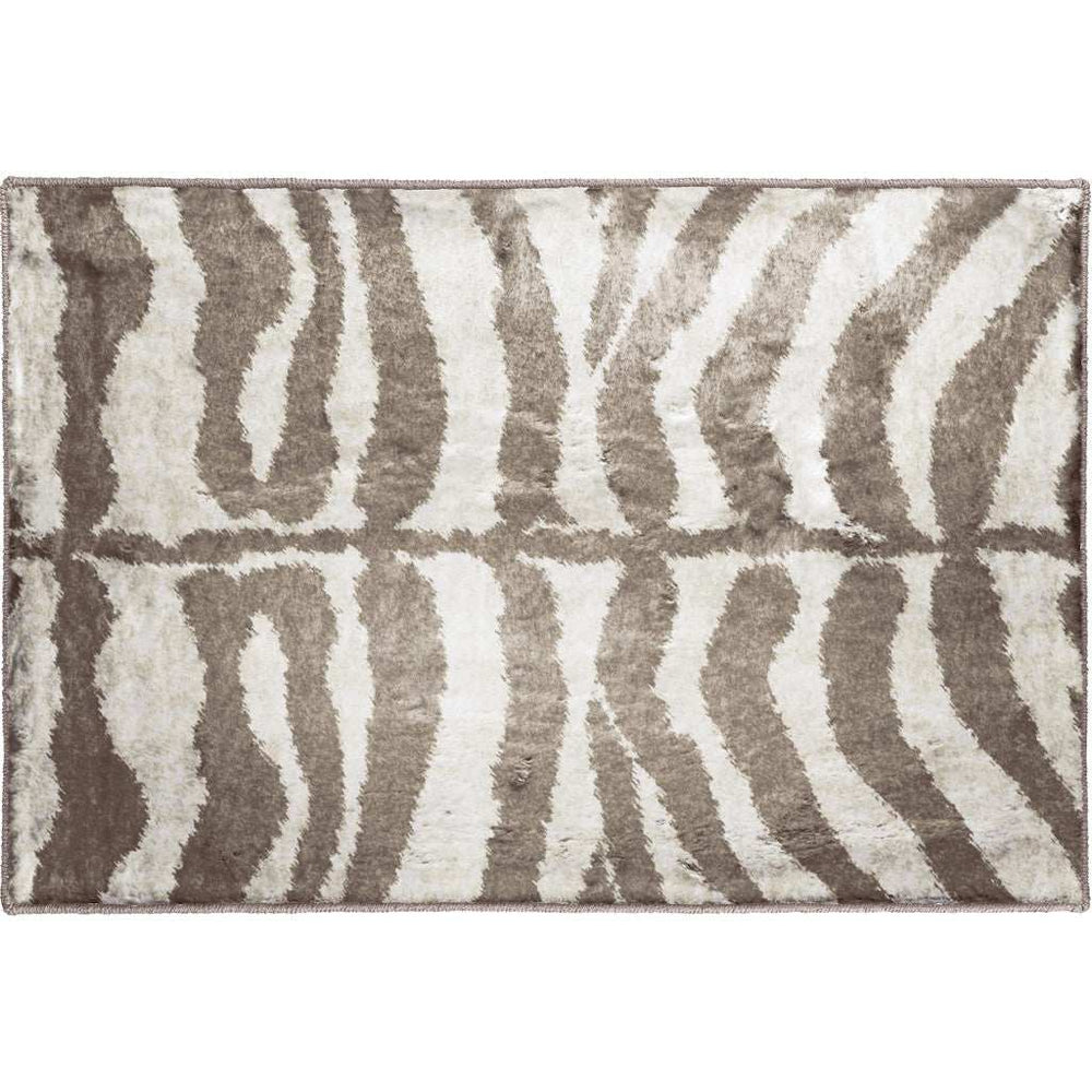 2' X 3' Mocha and Cream Zebra Print Shag Handmade Non Skid Area Rug - Homeroots - Flyclothing LLC