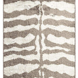 2' X 8' Mocha and Cream Zebra Print Shag Handmade Non Skid Runner Rug - Homeroots - Flyclothing LLC