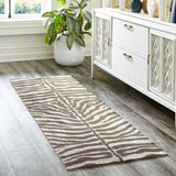 2' X 8' Mocha and Cream Zebra Print Shag Handmade Non Skid Runner Rug - Homeroots - Flyclothing LLC