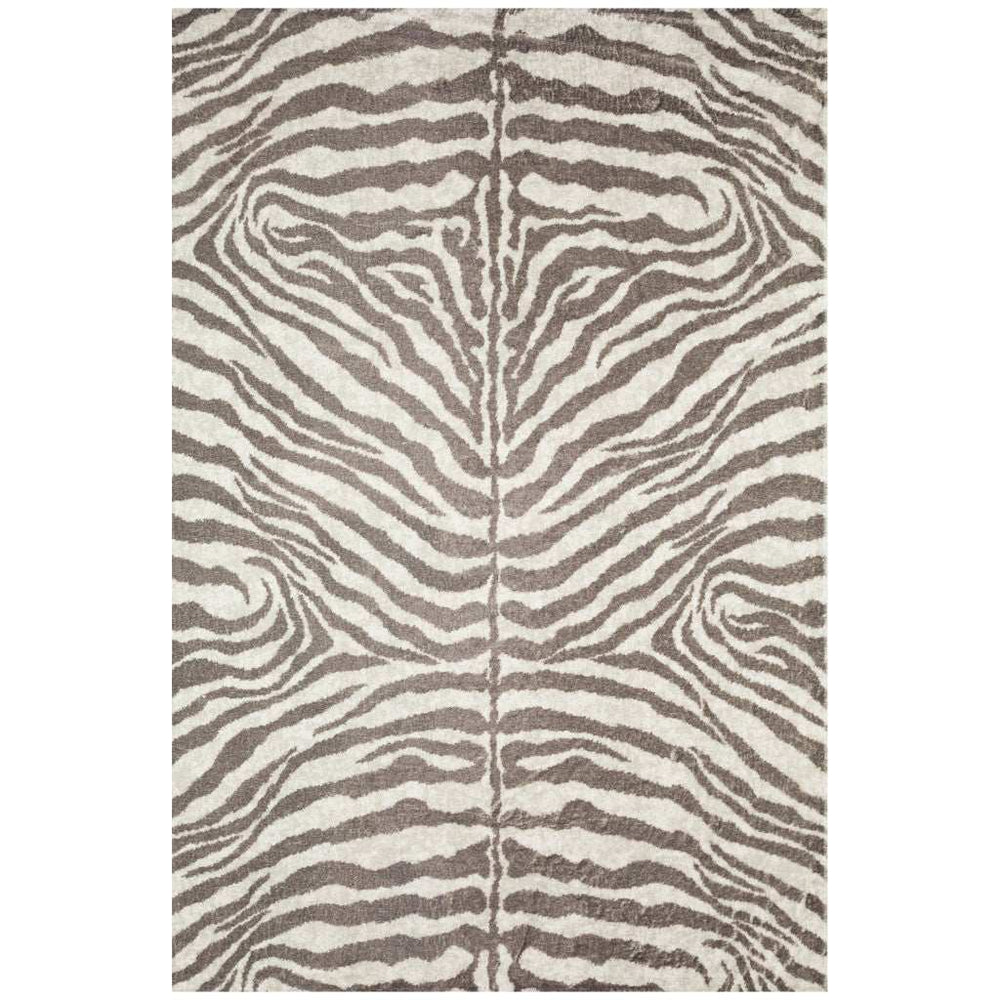 5' X 8' Mocha and Cream Zebra Print Shag Handmade Non Skid Area Rug - Homeroots - Flyclothing LLC
