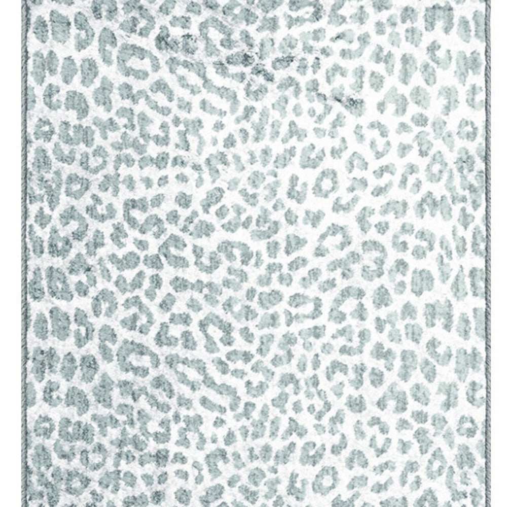 2' X 8' Grey Leopard Print Shag Handmade Non Skid Runner Rug - Homeroots - Flyclothing LLC
