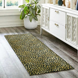 2' X 8' Black and Gold Leopard Print Shag Handmade Non Skid Runner Rug - Homeroots - Flyclothing LLC