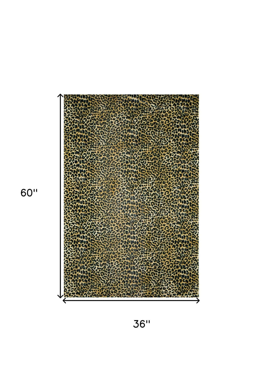 3' X 5' Black and Gold Leopard Print Shag Handmade Non Skid Area Rug - Homeroots - Flyclothing LLC