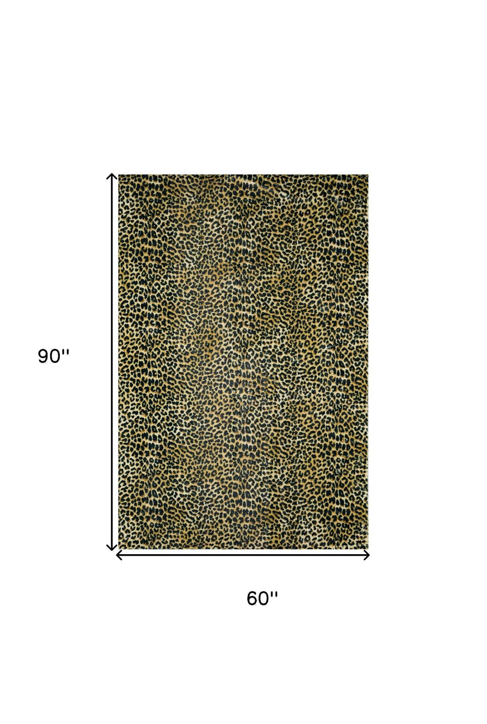 5' X 8' Black and Gold Leopard Print Shag Handmade Non Skid Area Rug - Homeroots - Flyclothing LLC