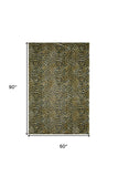 5' X 8' Black and Gold Leopard Print Shag Handmade Non Skid Area Rug - Homeroots - Flyclothing LLC