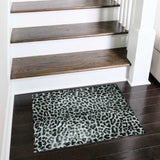 2' X 3' Black and Gray Leopard Print Shag Handmade Non Skid Area Rug - Homeroots - Flyclothing LLC