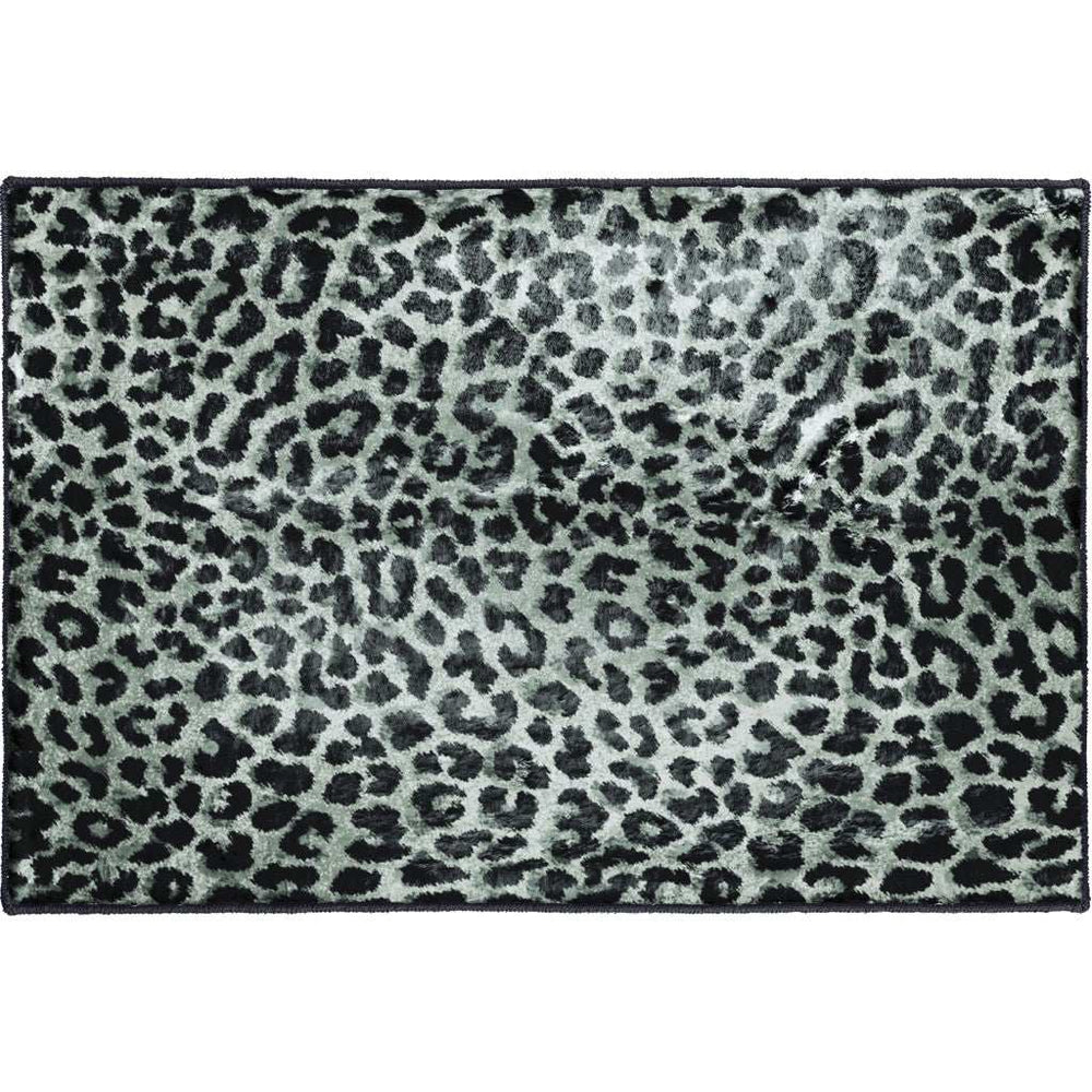 2' X 3' Black and Gray Leopard Print Shag Handmade Non Skid Area Rug - Homeroots - Flyclothing LLC
