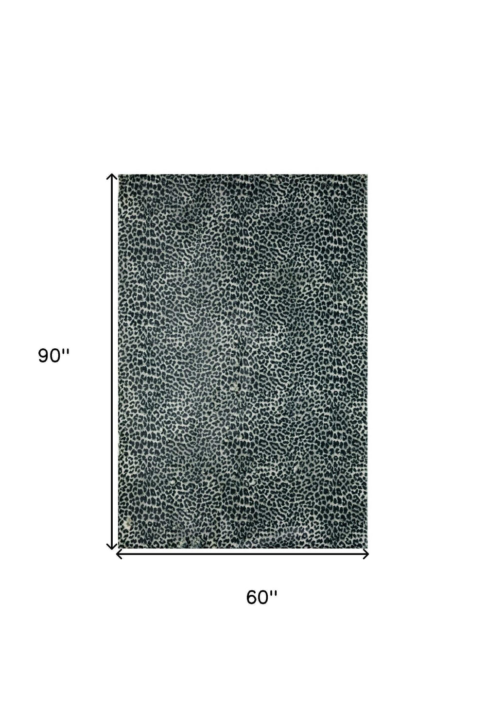 5' X 8' Black and Gray Leopard Print Shag Handmade Non Skid Area Rug - Homeroots - Flyclothing LLC