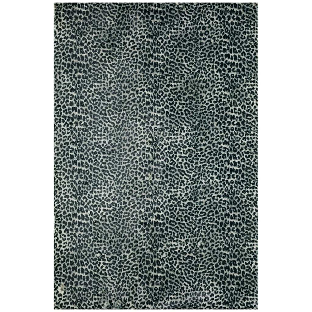 5' X 8' Black and Gray Leopard Print Shag Handmade Non Skid Area Rug - Homeroots - Flyclothing LLC