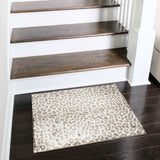 2' X 3' Beige and Cream Leopard Print Shag Handmade Non Skid Area Rug - Homeroots - Flyclothing LLC