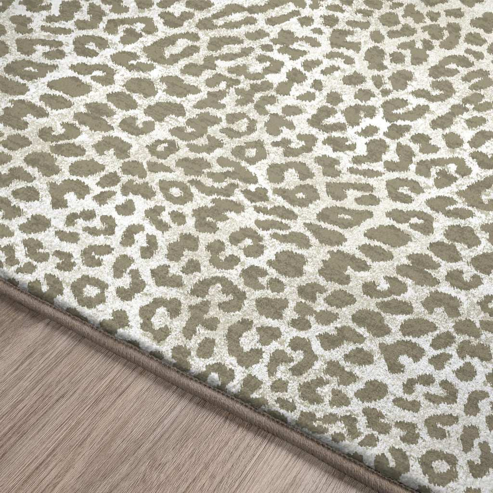 2' X 3' Beige and Cream Leopard Print Shag Handmade Non Skid Area Rug - Homeroots - Flyclothing LLC