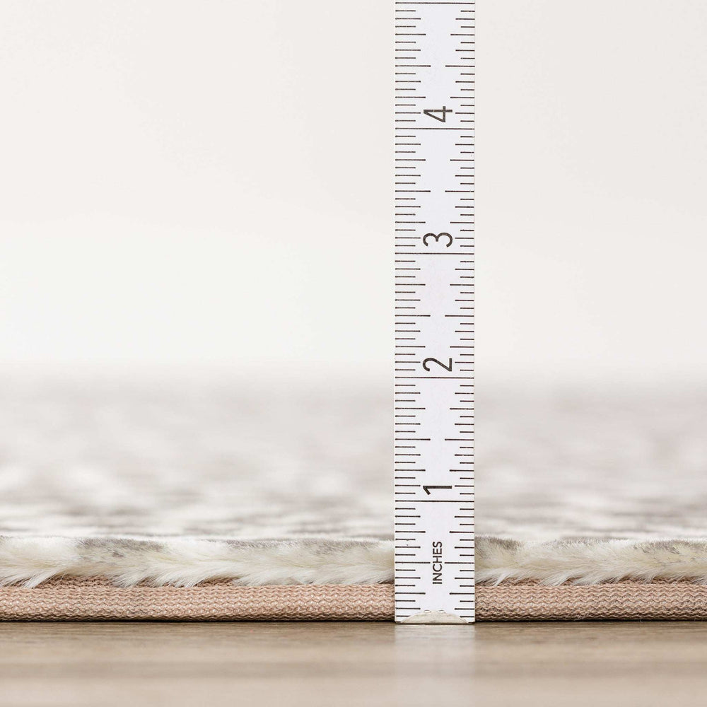 2' X 3' Beige and Cream Leopard Print Shag Handmade Non Skid Area Rug - Homeroots - Flyclothing LLC