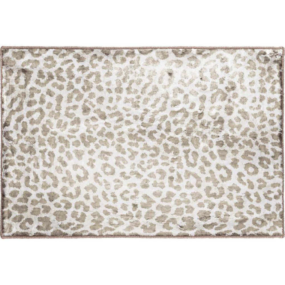2' X 3' Beige and Cream Leopard Print Shag Handmade Non Skid Area Rug - Homeroots - Flyclothing LLC