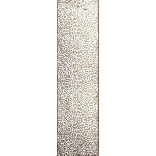 2' X 8' Beige and Cream Leopard Print Shag Handmade Non Skid Runner Rug - Homeroots - Flyclothing LLC