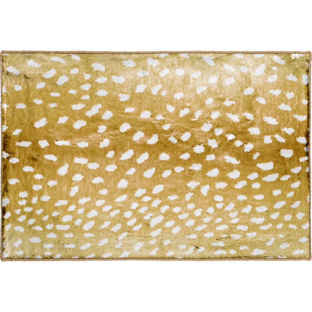 2' X 3' Gold Gazelle Print Shag Handmade Non Skid Area Rug - Homeroots - Flyclothing LLC