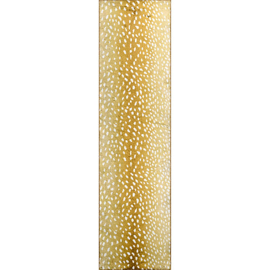 2' X 8' Gold Gazelle Print Shag Handmade Non Skid Runner Rug - Homeroots - Flyclothing LLC