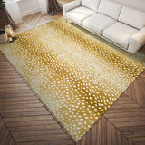 3' X 5' Gold Gazelle Print Shag Handmade Non Skid Area Rug - Homeroots - Flyclothing LLC