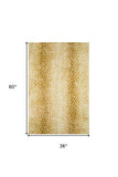 3' X 5' Gold Gazelle Print Shag Handmade Non Skid Area Rug - Homeroots - Flyclothing LLC